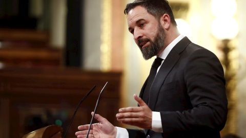 03/04/2020.- El presidente de Vox, Santiago Abascal, ha informado a través de la red social Twitter de que su grupo parlamentario donará la subvención de marzo y abril a víctimas del coronavirus. EFE/Mariscal/Archivo