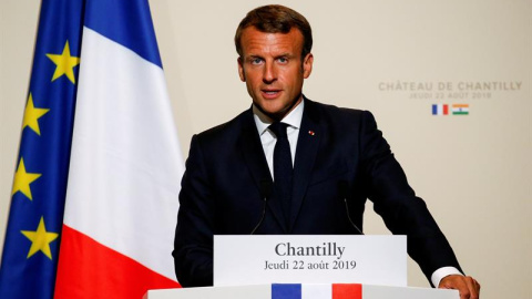 22/08/2019.- El presidente francés, Emmanuel Macron, este jueves. EFE/EPA/Pascal Rossignol