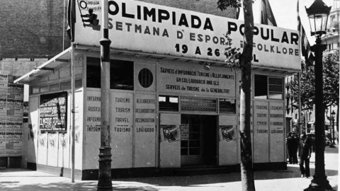 Puesto de la Olimpiada Popular para atender a los deportistas en Barcelona en 1936 / EFE