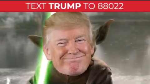 Montaje de Trump  y Yoda para su vídeo de campaña.