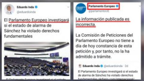 Inda y la "vergüenza ajena": cuando la cuenta oficial del Parlamento Europeo te da un rapapolvo