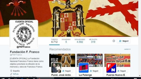 Perfil de Twitter de la Fundación Nacional Francisco Franco.