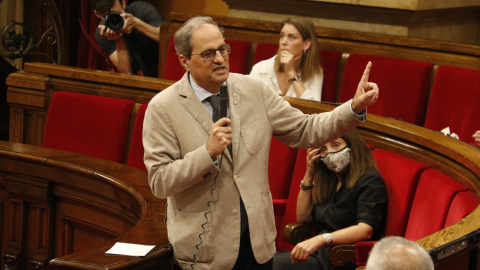 El president del Govern, Quim Torra, durant la sessió de control d'aquest dimecres. ACN