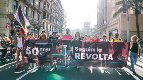 La manifestació que ha convocat la comissió unitària 28 de juny pel dia de l'Orgull. @barcelona_cat