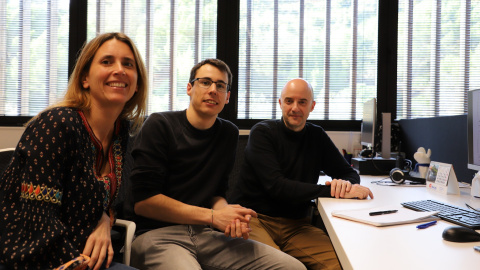 Clara Prats, Martí Català i Pere Joan Cardona, de l'equip de la UPC i l'IGTP. ARXIU IGTP