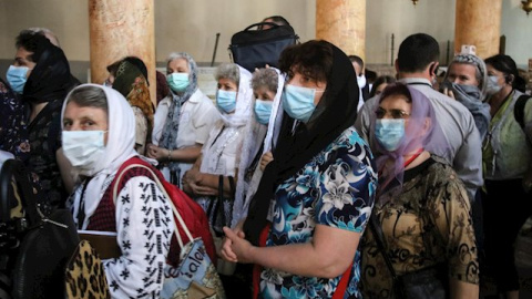 Mujeres palestinas con mascarilla / Europa Press