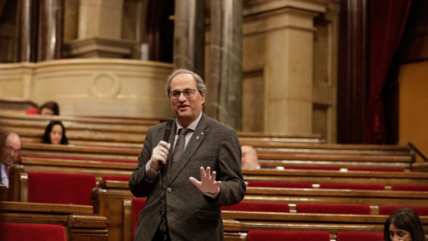 Quim Torra durant la seva intervenció al ple del Parlament del 24 d'abril de 2020. Parlament