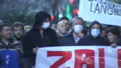 Manifestación de protesta en Ermua por el derrumbe del vertedero de Zaldibar