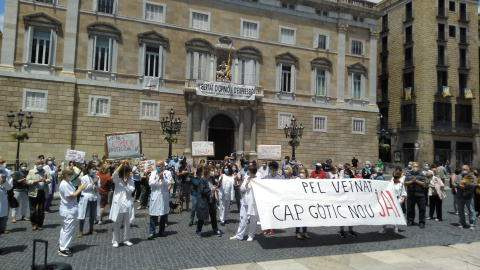 Una de les protestes del CAP Gòtic. TWITTER