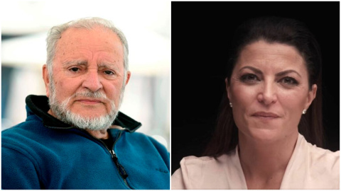  Julio Anguita, en una imagen de EFE y Macarena Olona, durante su entrevista en Salvados