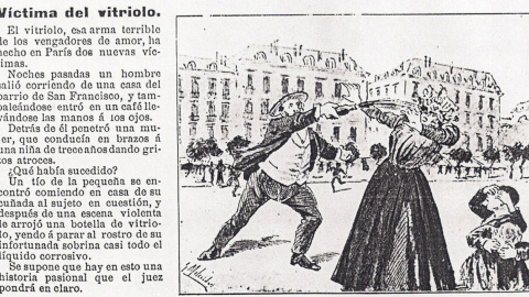 Noticia sobre una víctima del vitriolo publicada en la revista 'El Suceso Ilustrado' en 1901.