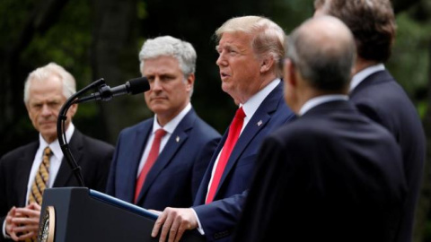 El presidente de EE UU, Donald Trump, en una rueda de prensa el 29 de mayo / EFE