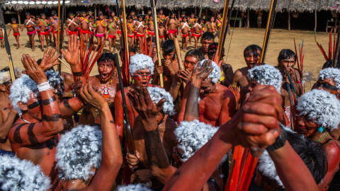 Los Yanomami en el encuentro de líderes Yanomami y Ye'kuana, donde los indígenas se manifestaron contra la minería ilegal en sus tierras. Noviembre de 2019, Comunidade Watoriki, región del Demini, Terra Indígena Yanomami. / VICTOR MORIYAMA/ INSTITUTO