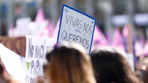 08/10/2019 - Pancarta que reza "nos queremos viva" durante el 8M. EUROPA PRESS