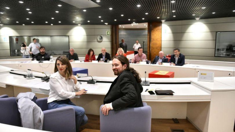 Reunión de Pablo Iglesias y Yolanda Díaz con los sindicatos agrarios./ Vicepresidencia de Derechos Sociales y Agenda 2030