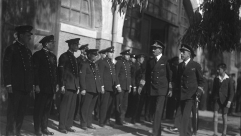 Alfonso XIII en el interior del Arsenal de Cartagena en el año 1928