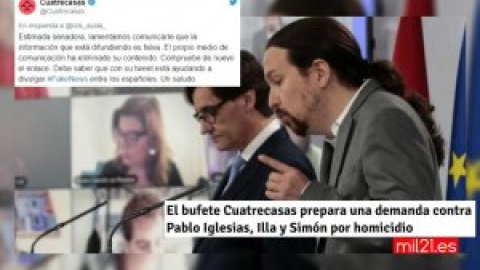 "Telita el nivel": una senadora del PP difunde una 'fake news' sobre una "demanda por homicidio" contra Iglesias, Illa y Simón