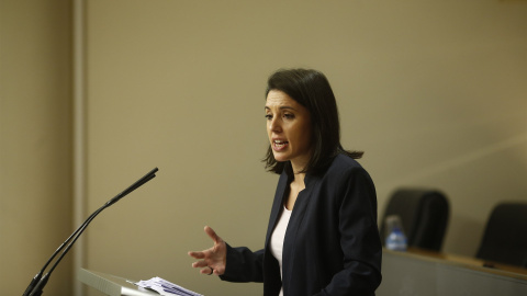 Irene Montero, portavoz de Podemos en el Congreso, en rueda de prensa. EUROPA PRESS