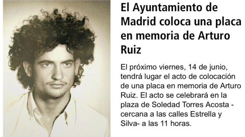 Cartel que informa del acto de inauguración de una placa en honor a Arturo Ruiz.-