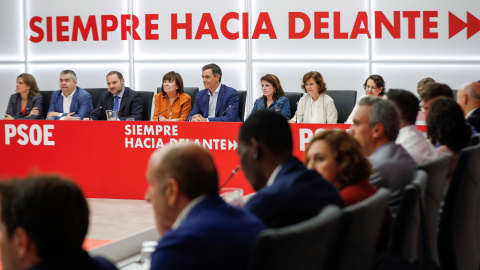 El presidente del Gobierno en funciones y secretario general del PSOE, Pedro Sánchez, durante la reunión de la Ejecutiva Federal del partido en Ferraz. EFE/Emilio Naranjo