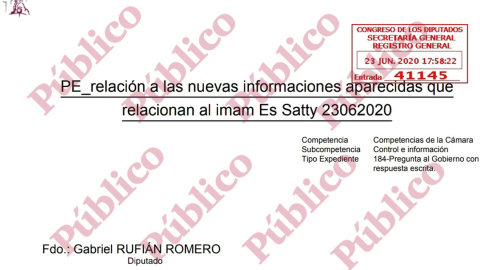 Registro de entrada en el Congreso de los Diputados de las preguntas de ERC al Gobierno sobre los vínculos del CNI con el cerebro de los atentados del 17-A.