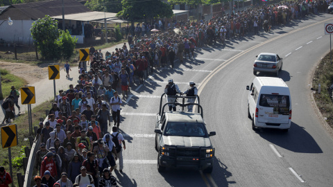 La última caravana de migrantes centroamericanos que llegó a México el pasado enero en Zaragoza, Chiapas. / Reuters