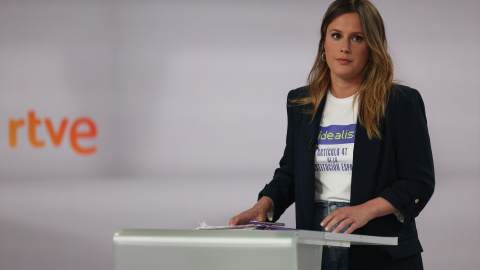 La candidata de Podemos a la Presidencia de la Comunidad de Madrid, Alejandra Jacinto, durante el debate electoral de los candidatos al Gobierno de la Comunidad de Madrid de cara a las elecciones autonómicas y municipales del próximo 28 de mayo en Madri