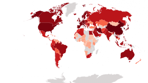 Mapa mundial de la propagación del virus.