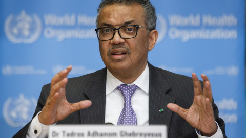 15/04/2020 - El director general de la Organización Mundial de la Salud (OMS), Tedros Adhanom Ghebreyesus, durante una rueda de prensa. / EFE