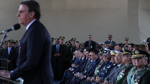 23/08/19- El presidente brasileño, Jair Bolsonaro, ha militarizado su equipo ministerial, recordando su propio pasado en las Fuerzas Armadas. MARCOS CORRÊA/ PRESIDENCIA DEL GOBIERNO