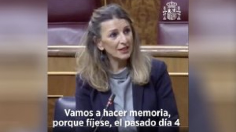 El repaso de Yolanda Díaz a la actitud del PP contra las medidas sociales por el coronavirus