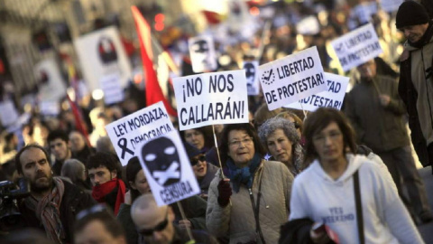 Imagen de archivo de una manifestación contra la 'ley mordaza' en Madrid. EFE/Víctor Lerena