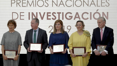 17/02/2020.- Los galardonados con los Premios Nacionales de Investigación 2019 (i a d), Mercedes García-Arenal Rodríguez, Premio Nacional de Investigación "Ramón Menéndez Pidal" en el área de Humanidades; Manuel Francisco Carreiras Valiña, Premio 