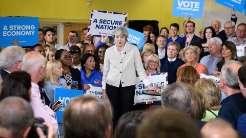 Britain's Prime Minister Theresa May attends a campaign event in Twickenham, London, May 29, 2017. REUTERS/Leon Neal/Pool