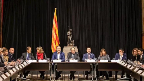 Reunió entre el Govern de la Generalitat i les empreses i administracions relacionades amb el Mobile World Congress després de la cancel·lació, a Barcelona. Pau Venteo | Europa Press