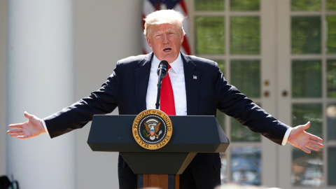 Donald Trump durante la rueda de prensa en la Casa Blanca. | REUTERS