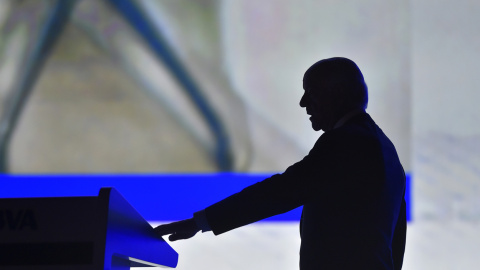 Francisco González, en su última junta de accionistas como presidente del BBVA, en Bilbao, en marzo de 2018. AFP/Ander Gillenea