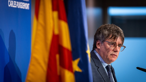 Puigdemont ofrece una rueda de prensa durante la conferencia inaugural de las jornadas interparlamentarias de Junts per Catalunya (Foto de Archivo). / Europa Press