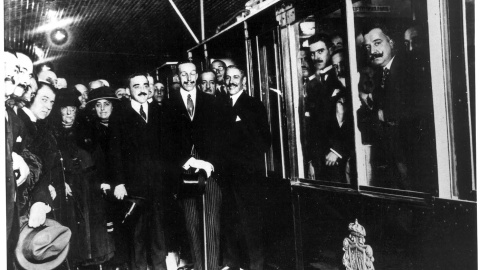 Inauguración del metro de Madrid a cargo del rey Alfonso XIII.