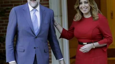 El presidente del Gobierno, Mariano Rajoy, y la presidenta de Andalucía, Susana Díaz, en la Moncloa. Archivo EFE