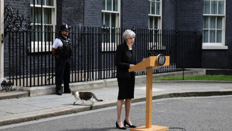 Theresa May, durante su comparecencia. REUTERS