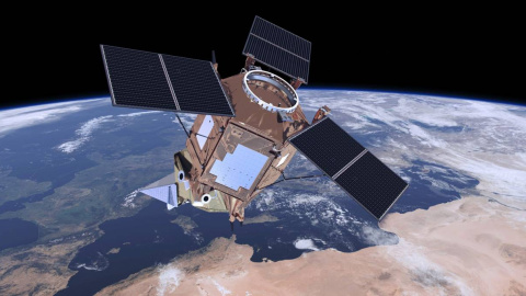 Ilustración del satélite Sentinel-5P operando sobre Europa. / ESA