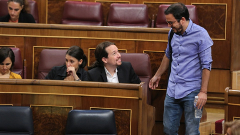 Pablo Iglesias y Alberto Garzón./Europa Press