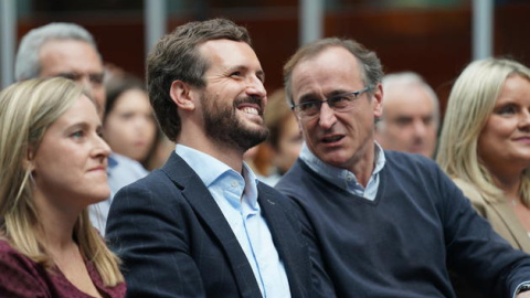 El líder del PP, Pablo Casado, junto al candidato a lendakhari, Alfonso Alonso en noviembre de 2019. Europa Press