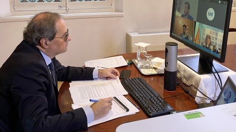 El president de la Generalitat, Quim Torra, encapçalant la reunió setmanal del Consell Executiu. Fotografies: Generalitat de Catalunya.