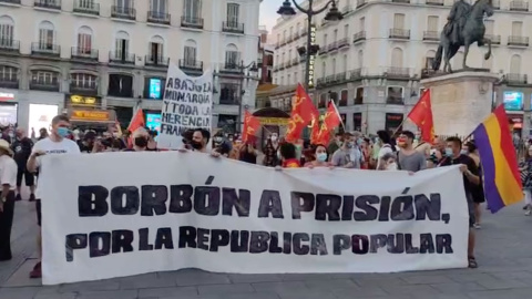 Los manifestantes, en la Puerta del Sol.- PÚBLICO