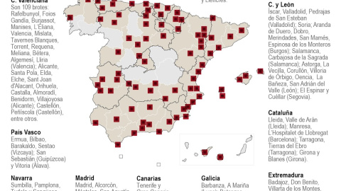 Mapa de brotes activos en España, a 10 de agosto de 2020. Efe.