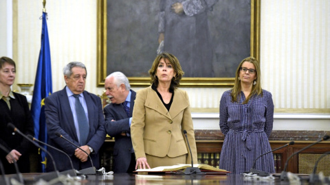 Dolores Delgado presidiendo su primero consejo fiscal como fiscal general del Estado. Óscar Cañas / Europa Press / Archivo