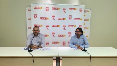 Els secretaris general de CCOO i UGT de Catalunya, Javier Pacheco i Camil Ros. UGT.