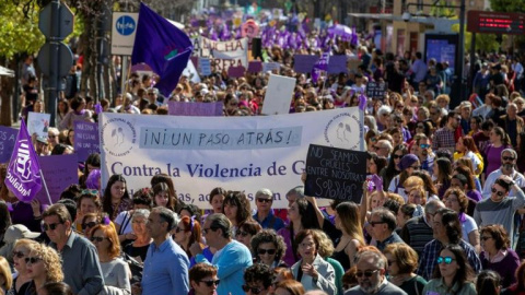 Vista de la manifestación del 8M en Sevilla. EFE/Julio Muñoz